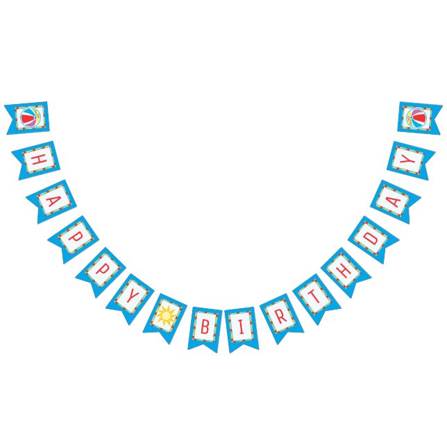 Pool Party Beach Ball Birthday Bunting Bunting (All)