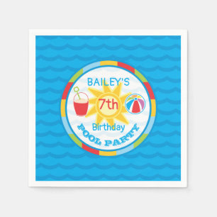 Pool Party Beach Ball Birthday Party Colourful Napkin