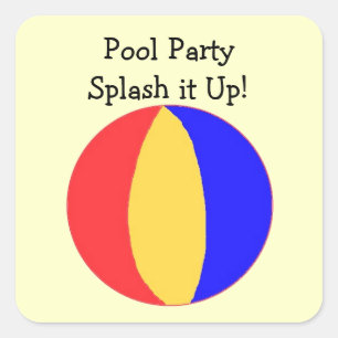 Pool Party - Beach Ball Square Sticker