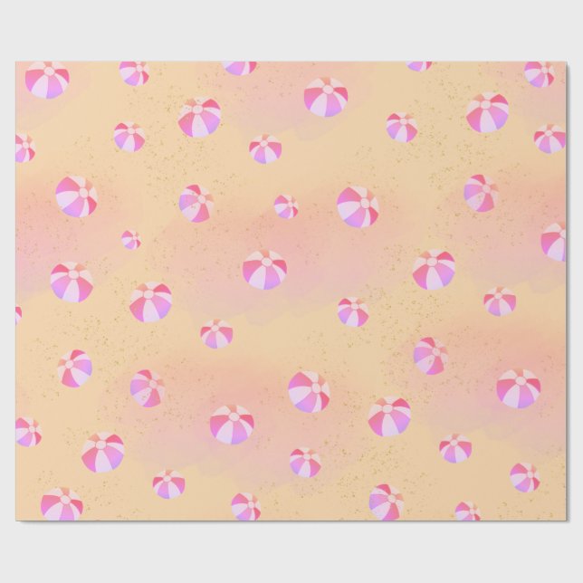 Pool Party Beach Ball Wrapping Paper (Flat)