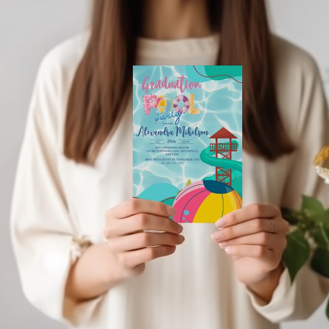 Pool Party Beach Graduation Party Invitation (Creator Uploaded)