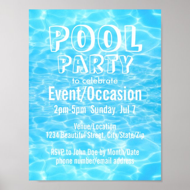 Pool Party Beach Party Summer Party modern elegant Poster (Front)