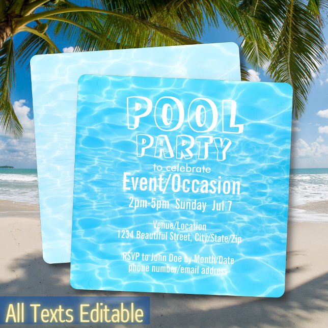 Pool Party Beach Party Summer Party trendy modern Invitation (Creator Uploaded)