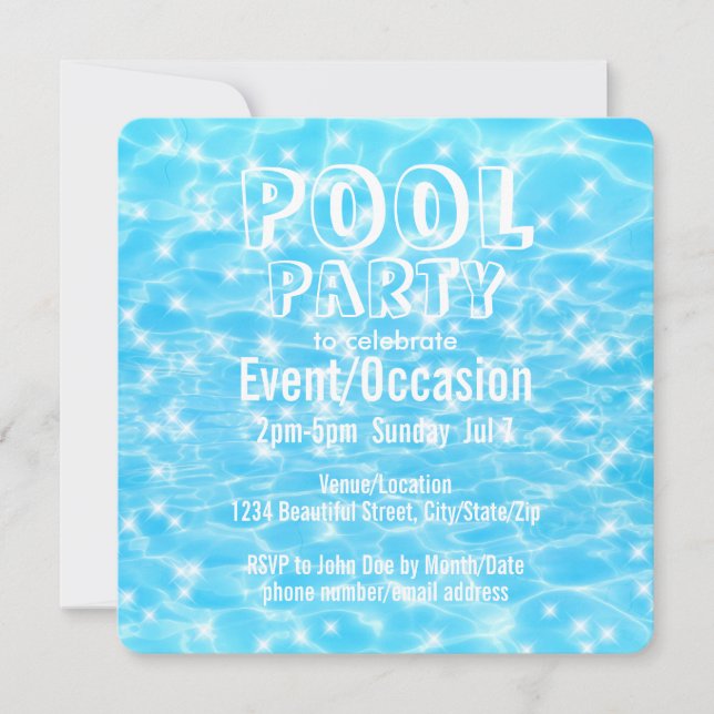 Pool Party Beach Party Summer Party trendy modern  Invitation (Front)