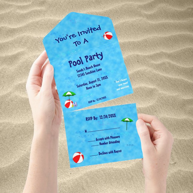 Pool Party Beach Toys Editable All in One Invite (Creator Uploaded)