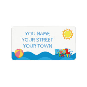 Pool Party Birthday Address Labels