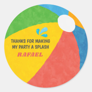 Pool Party Birthday Boy Girl Classic Round Sticker