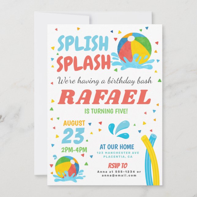 Pool Party Birthday Boy Girl Invitation (Front)