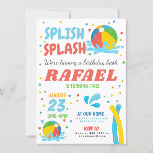Pool Party Birthday Boy Girl Invitation