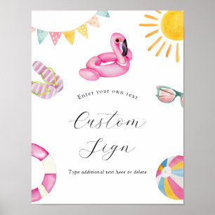 Pool Party Birthday Custom Text Sign
