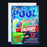 Pool party birthday invitation<br><div class="desc">Celebrate in style with these vibrant pool party birthday invitations! Perfect for setting the tone for a fun and colourful celebration, these invitations feature a playful design that will make a splash with your guests. Whether you're planning a poolside bash or a backyard BBQ, these invitations are sure to impress....</div>