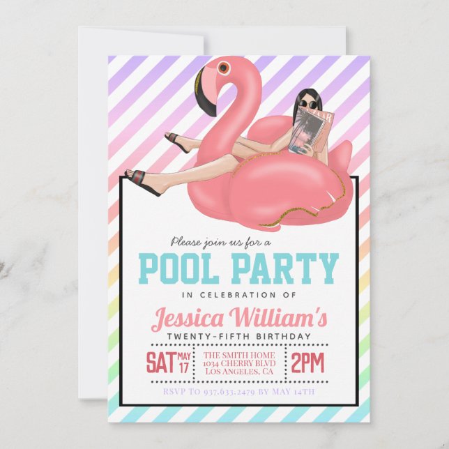 Pool Party Birthday Invitation (Front)