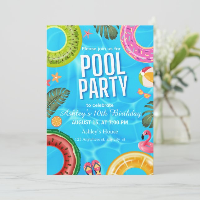 Pool Party Birthday Invitation (Standing Front)