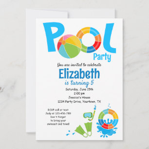 Pool Party Birthday Invitation