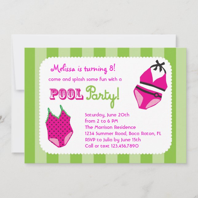 Pool Party Birthday Invitation (Front)