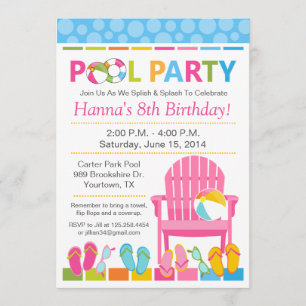 Pool Party Birthday Invitation and Swim Party