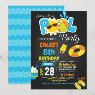 Pool Party Birthday Invitation - Boy