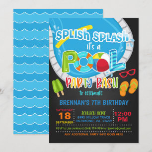 Pool Party Birthday Invitation - Boy BL