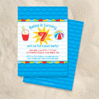 Pool Party Birthday Invitation Primary Colours