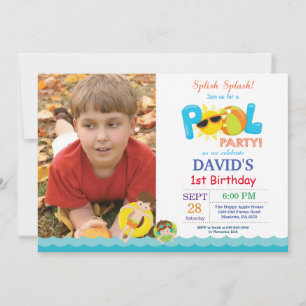 Pool Party Birthday Invitation Splish Splash Boy
