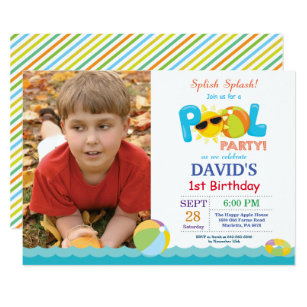 Pool Party Birthday Invitation Splish Splash Boy