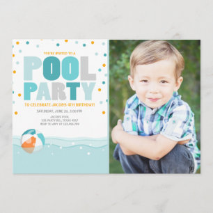 Pool party birthday invitation Splish Splash Boy