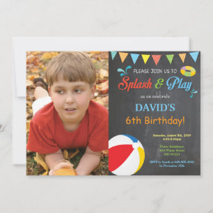 Pool Party Birthday Invitation Splish Splash Boy