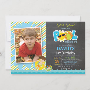 Pool Party Birthday Invitation Splish Splash Boy