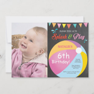 Pool Party Birthday Invitation Splish Splash Girl