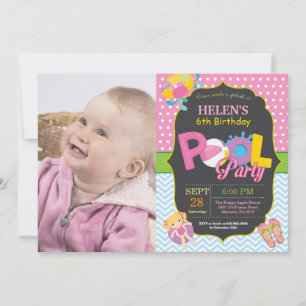 Pool Party Birthday Invitation Splish Splash Girl