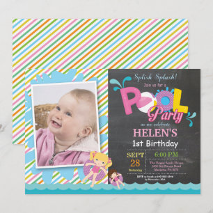 Pool Party Birthday Invitation Splish Splash Girl