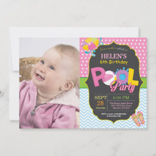 Pool Party Birthday Invitation Splish Splash Girl
