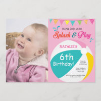Pool Party Birthday Invitation Splish Splash Girl