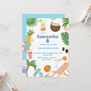 Pool Party Birthday Invitation - Summer Theme