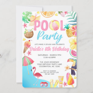 Pool Party Birthday Invitation - Swim