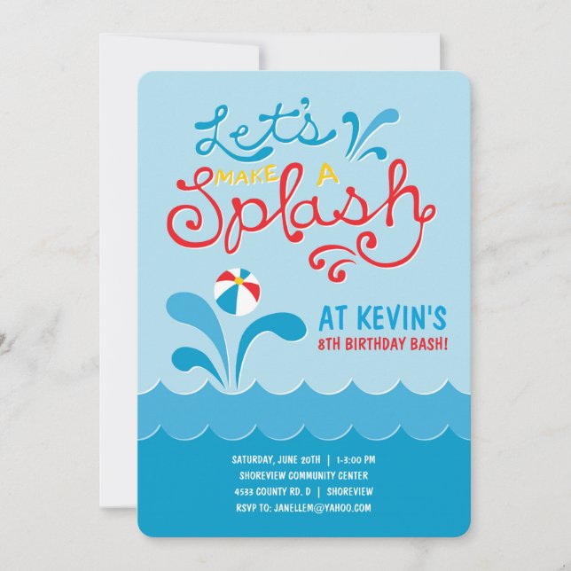 Pool Party Birthday Invitation | Swimming Birthday (Front)