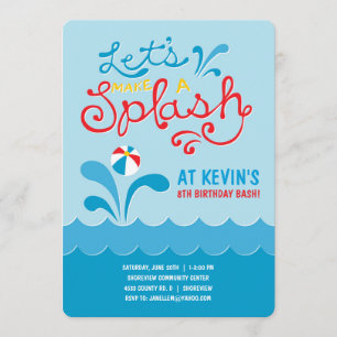 Pool Party Birthday Invitation   Swimming Birthday