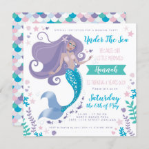 Pool Party Birthday Mermaid Invitation Girl