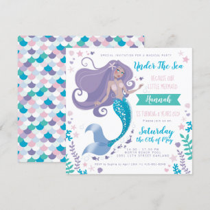 Pool Party Birthday Mermaid Invitation Girl