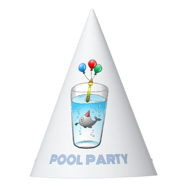 Pool Party Birthday Party Hat (Front)