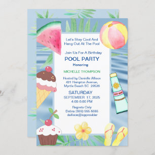 Pool Party Birthday Party Invitation