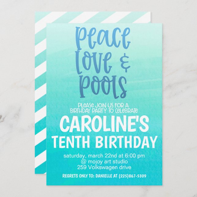Pool Party Birthday Party Invitation (Front/Back)