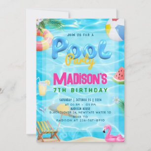Pool Party Birthday Party Invitation