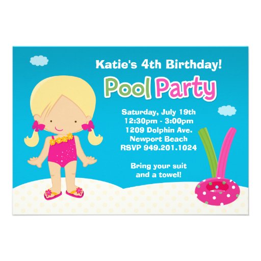 Pool Party Birthday Party Invitation 5