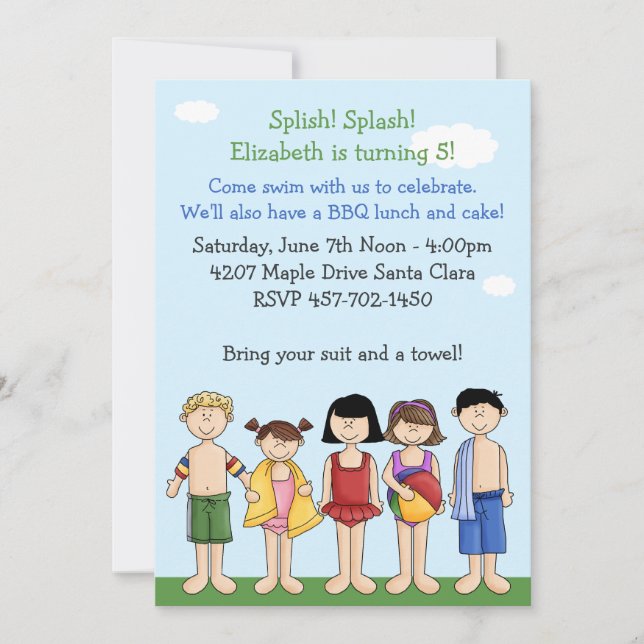 Pool Party Birthday Party Invitation (Front)