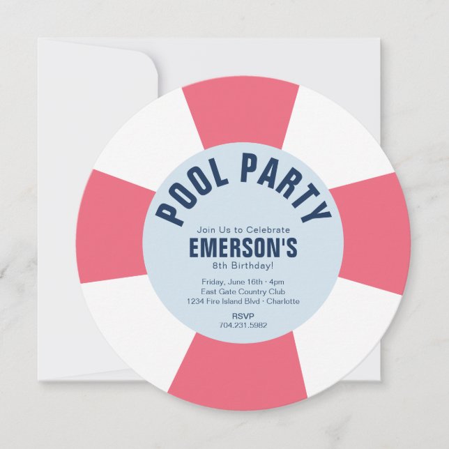 Pool Party Birthday Party Pink Invitation (Front)
