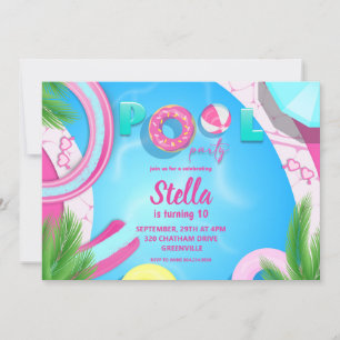 Pool Party Birthday   Pool Party Invitation
