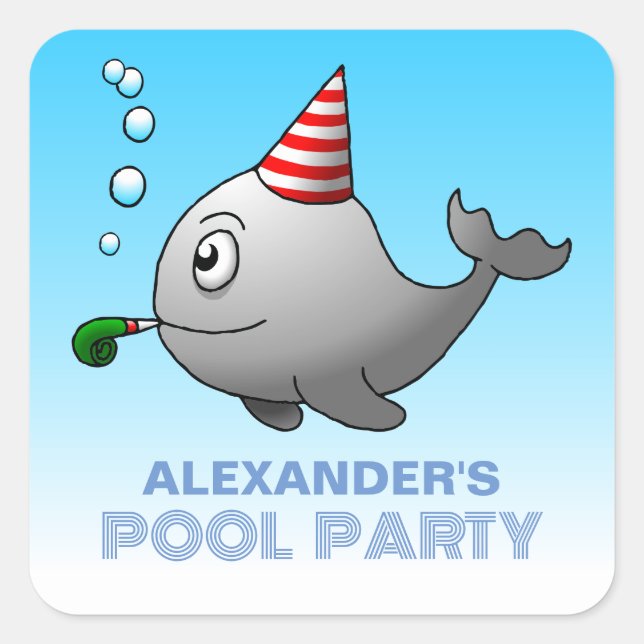 Pool Party Birthday Square Sticker (Front)