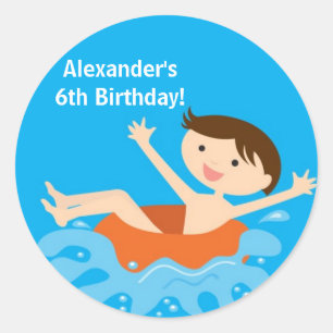 Pool Party Birthday Sticker