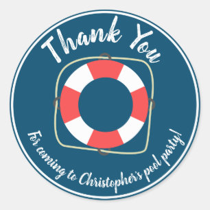 Pool Party Birthday Stickers